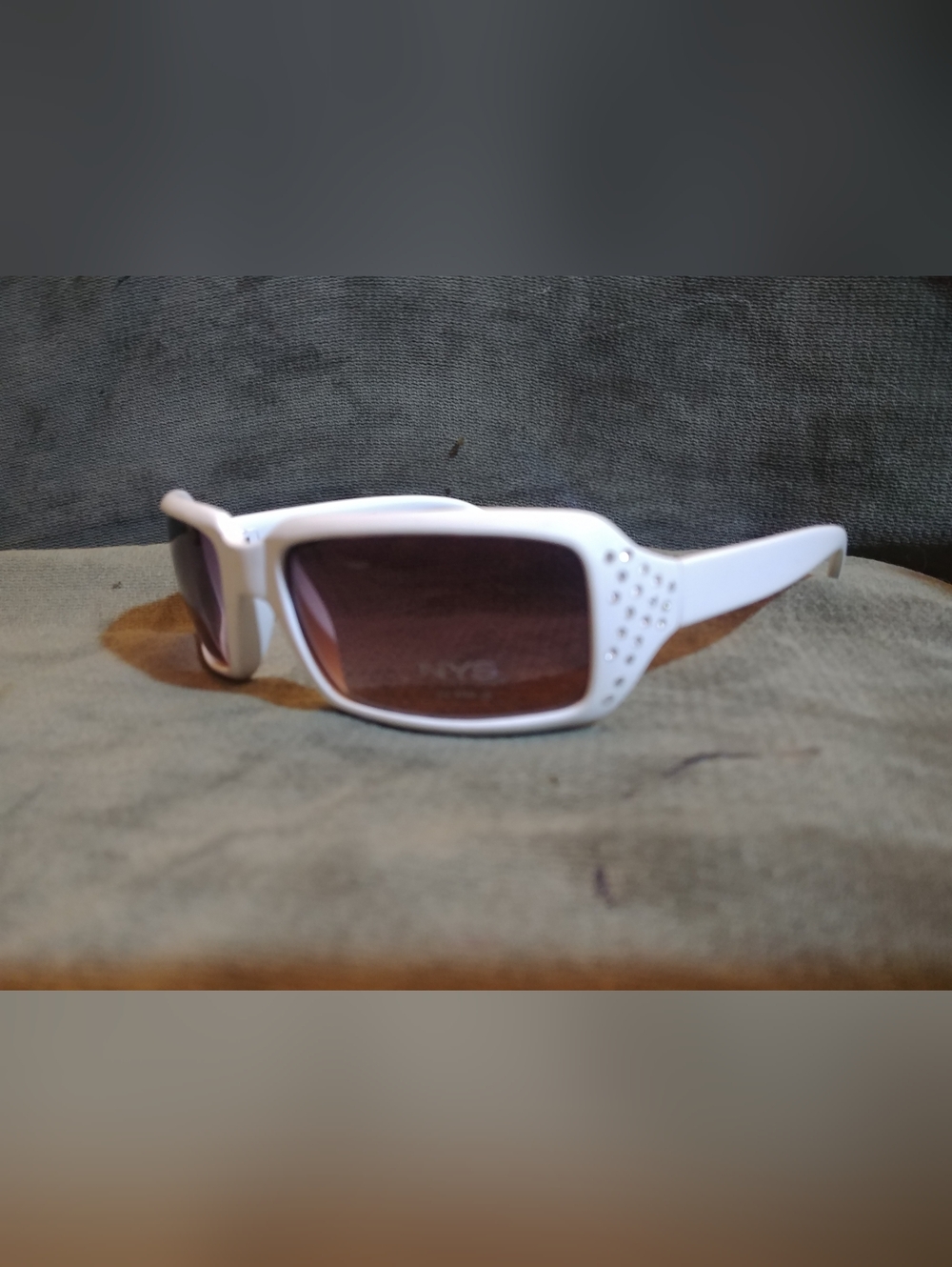 NYS White Sport Sunglasses with Brown Lenses
